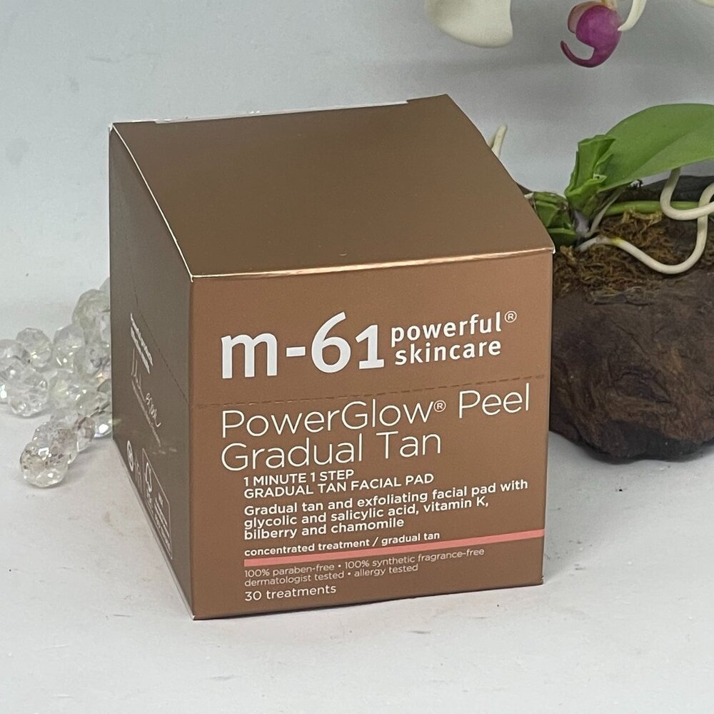 M-61 PowerGlow Peel Gradual Tan 1 Minute 1 Step Facial Pad - 30 Treatments - NIB - Picture 4 of 7